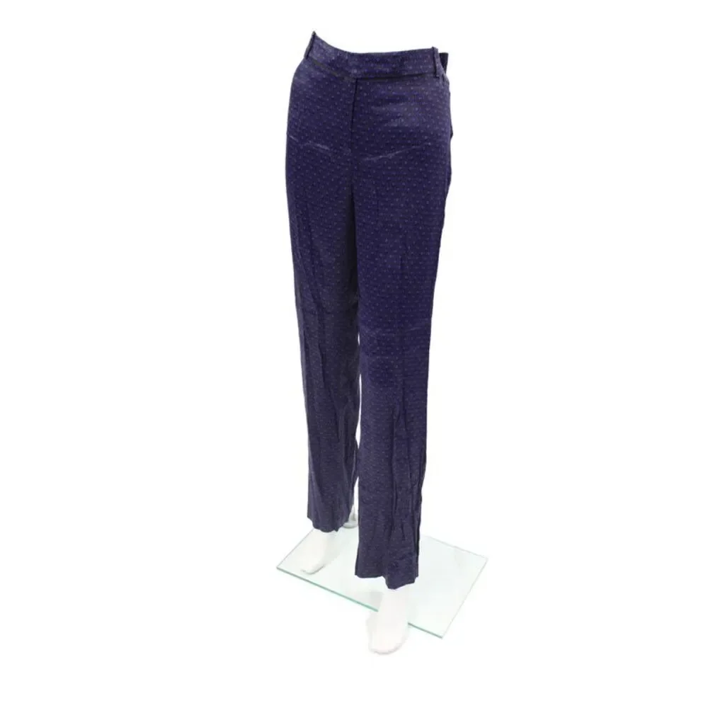Massimo Dutti Womens Geometric Print Slim Leg High Rise Pants Purple Size 8